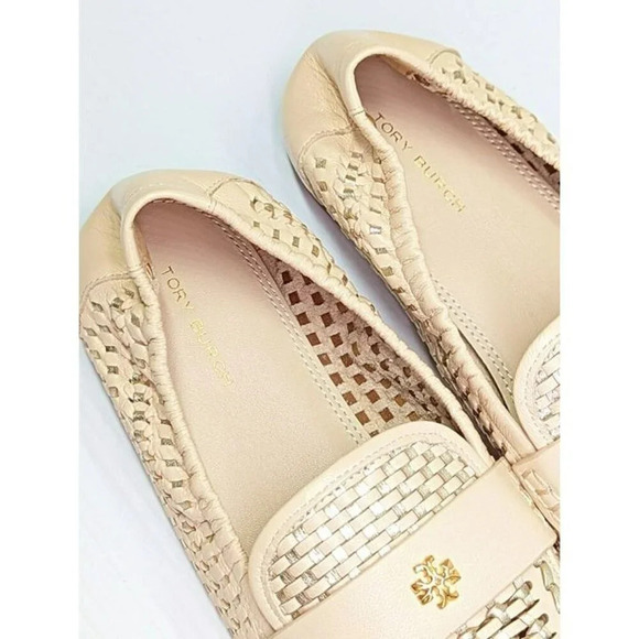 Tory Burch Women's Woven Ballet Loafers Brie Spark Gold Size 7 (MSRP $378) - Picture 8 of 11